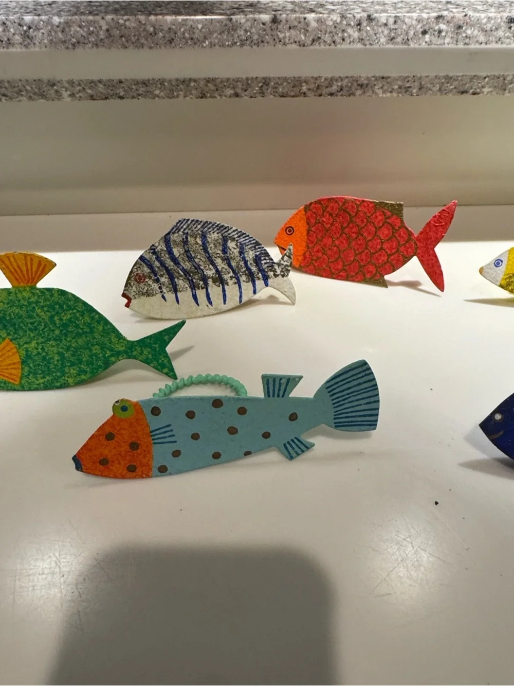 Decorative Metal Fish Napkin Rings, Blue, Green, Orange, Yellow, Red, White